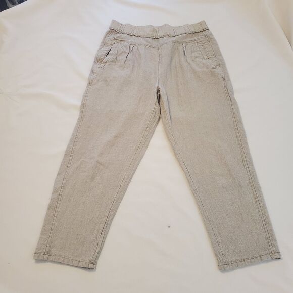 Hei Hei Anthropologie 100% Linen Francois Cropped Pull On Pants Size S Cream - Picture 1 of 8